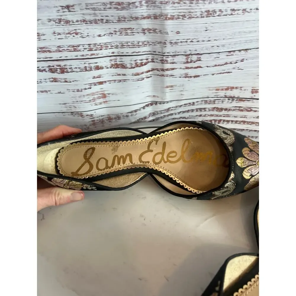 Sam Edelman Rodney D'Orsay Flats Black Brocade Size 6 1/2